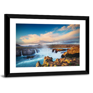 Godafoss Waterfall At Sunset Wall Art