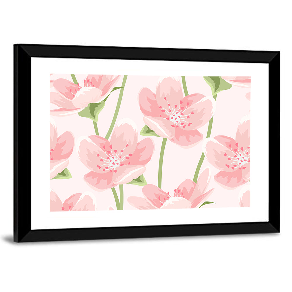 Spring Pink Sakura Magnolia Pattern Wall Art