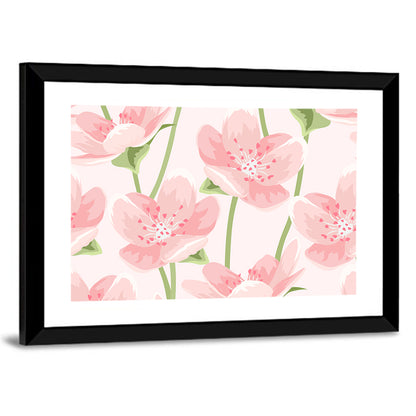 Spring Pink Sakura Magnolia Pattern Wall Art