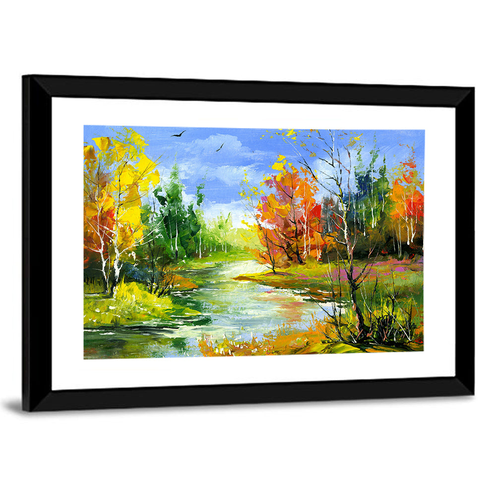 Winding Autumn Stream Wall Art