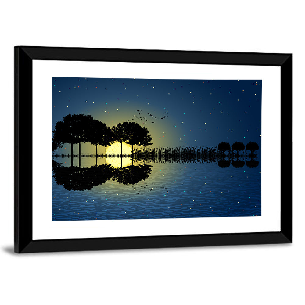 Moonlit Guitar Island Wall Art