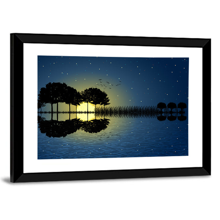 Moonlit Guitar Island Wall Art