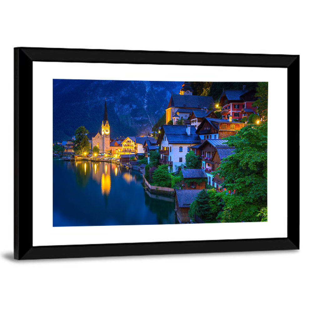 Hallstatt Lakeside at Dusk Wall Art
