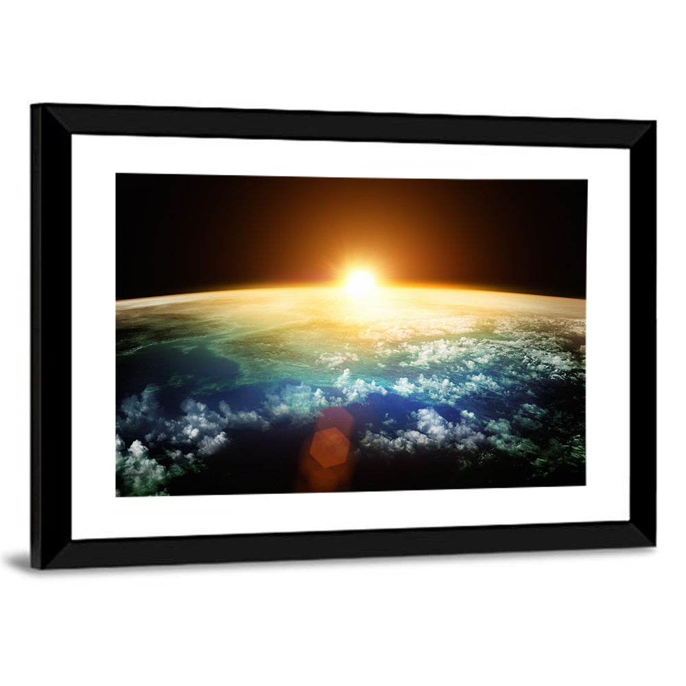 Earth With Spectacular Sunset Wall Art