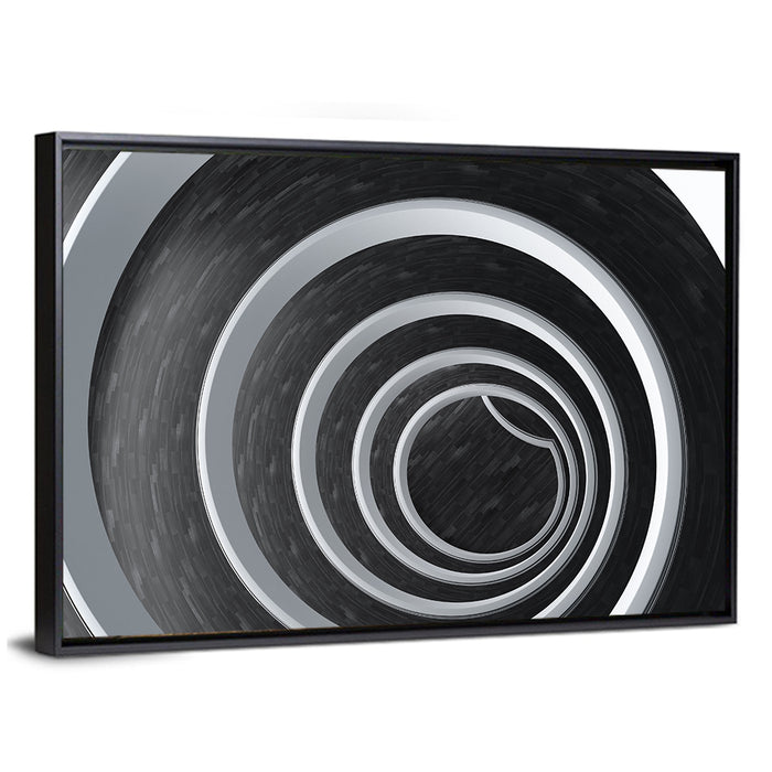 Concentric Spiral Tunnel Wall Art as a framed canvas