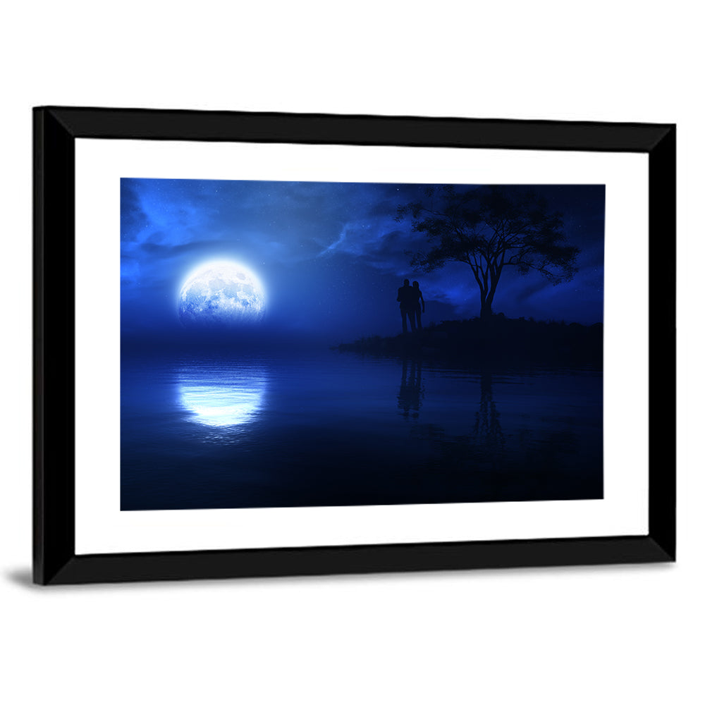 Loving Couple Under Moonlight Wall Art