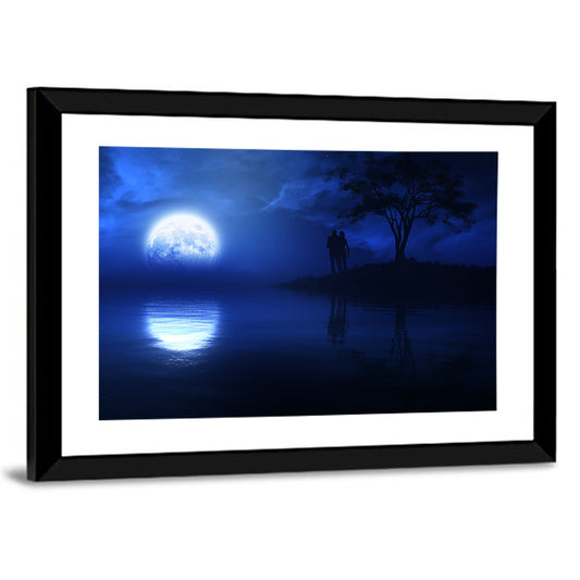 Loving Couple Under Moonlight Wall Art