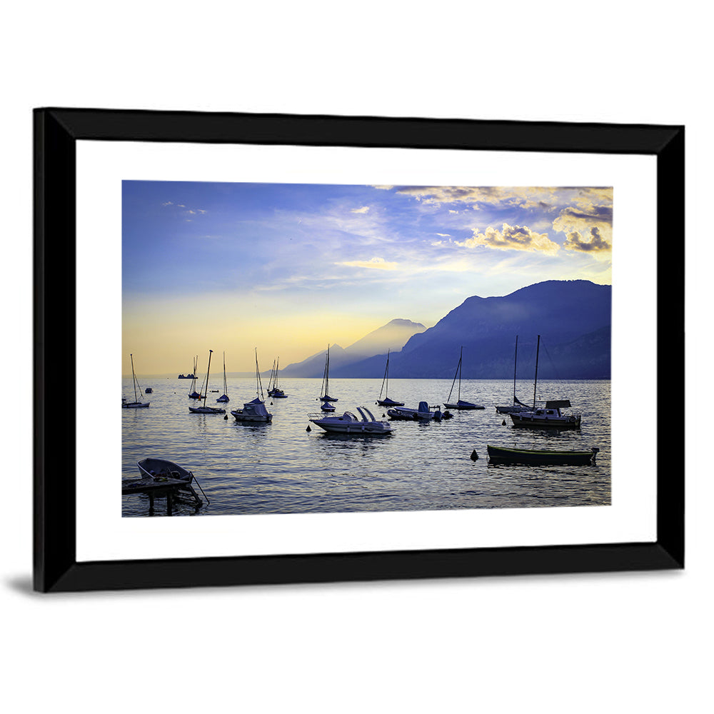 Lake Garda Harbor Sunset Wall Art