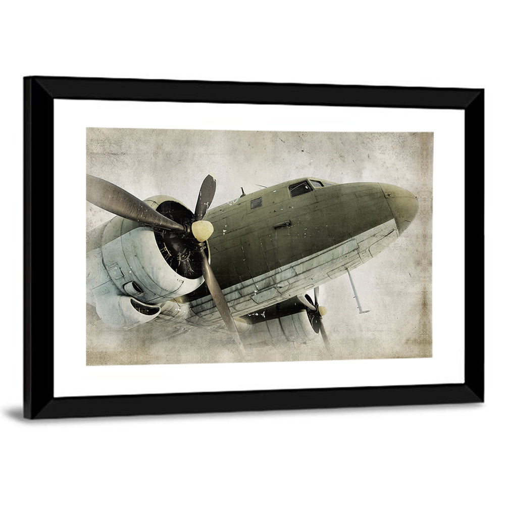 Low Angle Vintage Propeller Airplane Wall Art