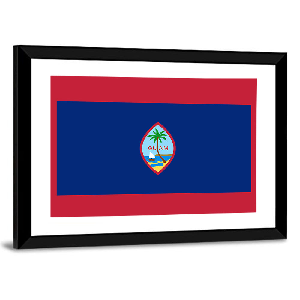 Guam Flag Emblem with Palm and Boat Wall Art