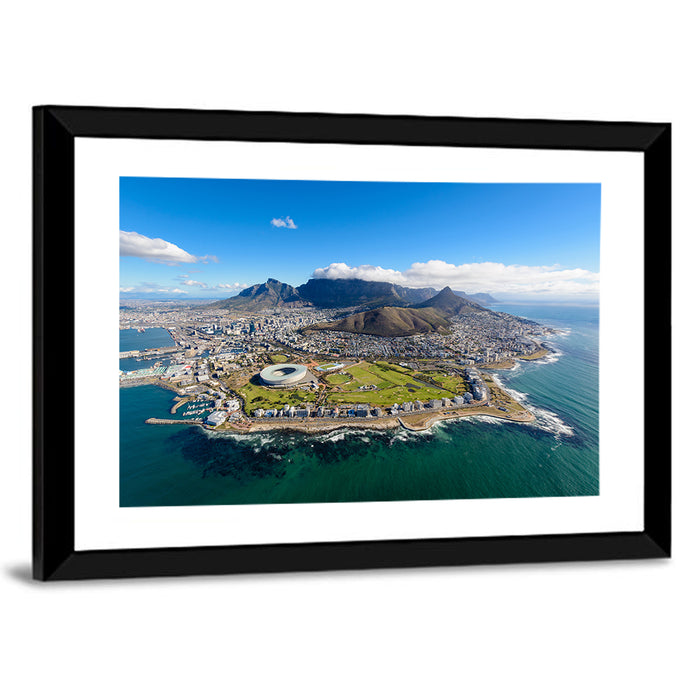 Cape Town Aerial View with Table Mountain Wall Art as a framed print