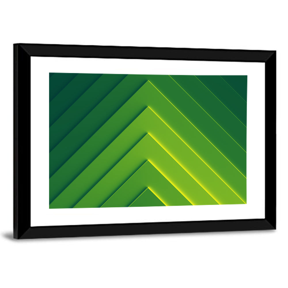 Green Chevron Geometric Abstract Wall Art