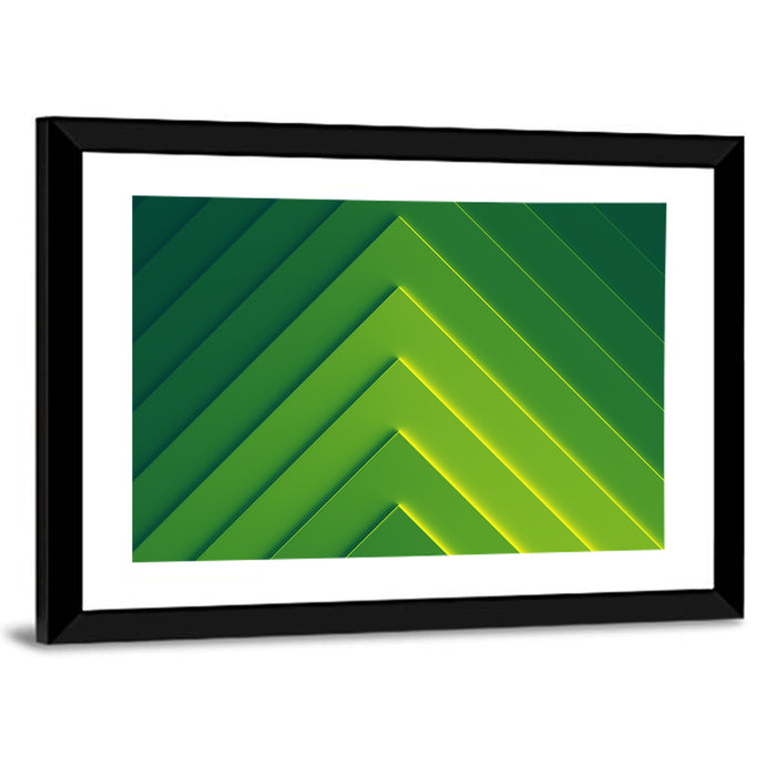 Green Chevron Geometric Abstract Wall Art as a framed print