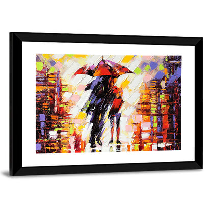 Couple Under Red Umbrella Wall Art