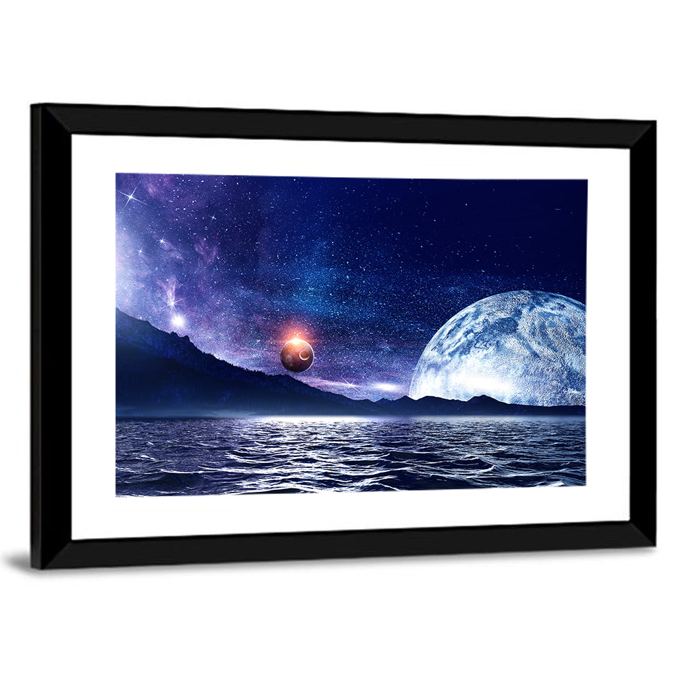 Hidden Moon Over Alien Sea Wall Art