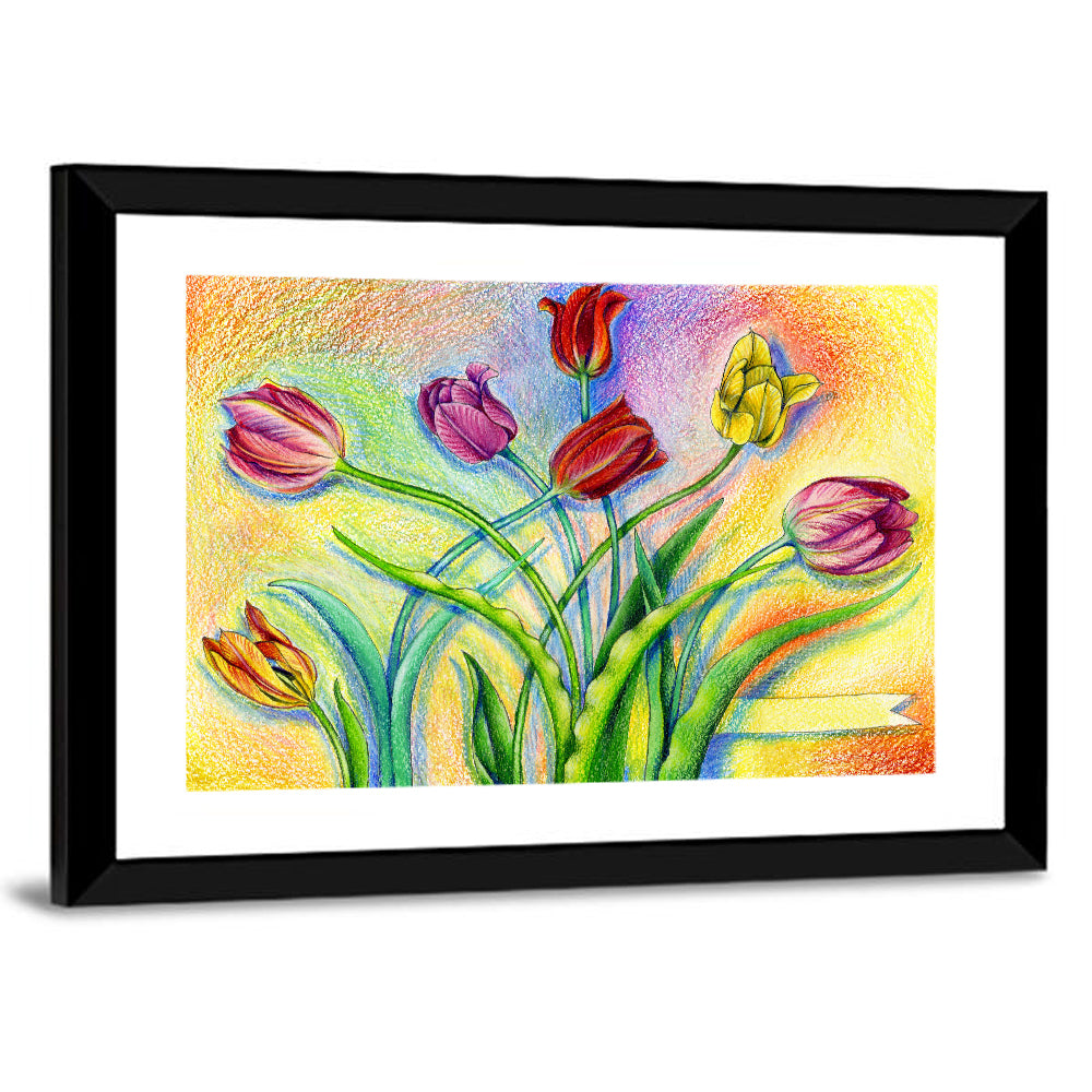 Colored Pencil Tulips Wall Art