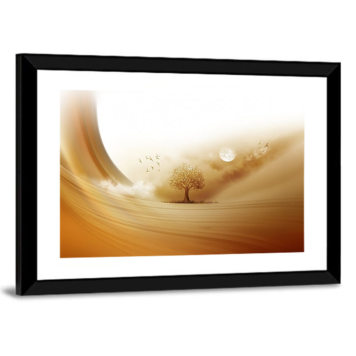 Moonlit Desert Tree Wall Art as a framed print
