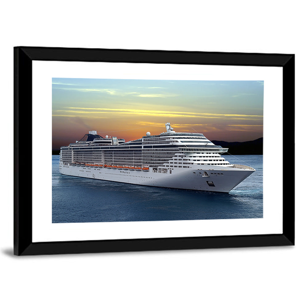 Cruise Ship at Sunset Wall Art