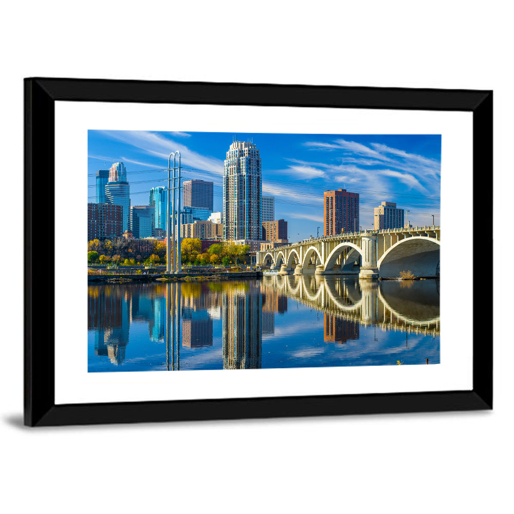 Minneapolis Skyline with Third Avenue Bridge Wall Art