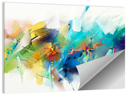 Teal Blue Color Burst Abstract Wall Art