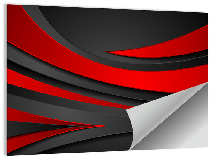 Layered Wavy Forms in Red and Black Wall Art as a poster print
