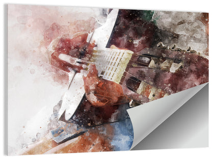 Acoustic Guitar Close Up Watercolor Wall Art