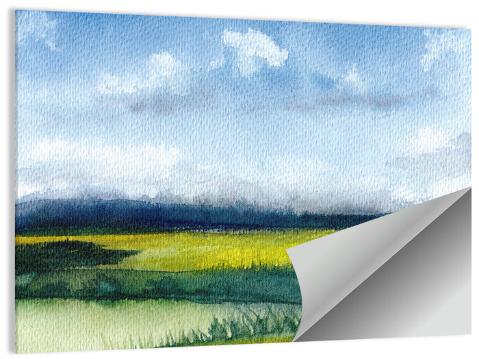 Summer Meadow Watercolor Wall Art as a poster print