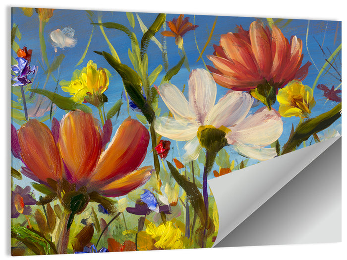 Sunlit Wildflower Meadow Wall Art as a poster print