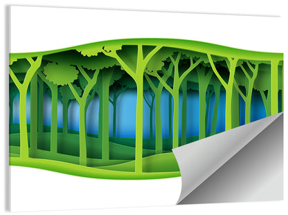 Layered Paper Forest Panorama Wall Art