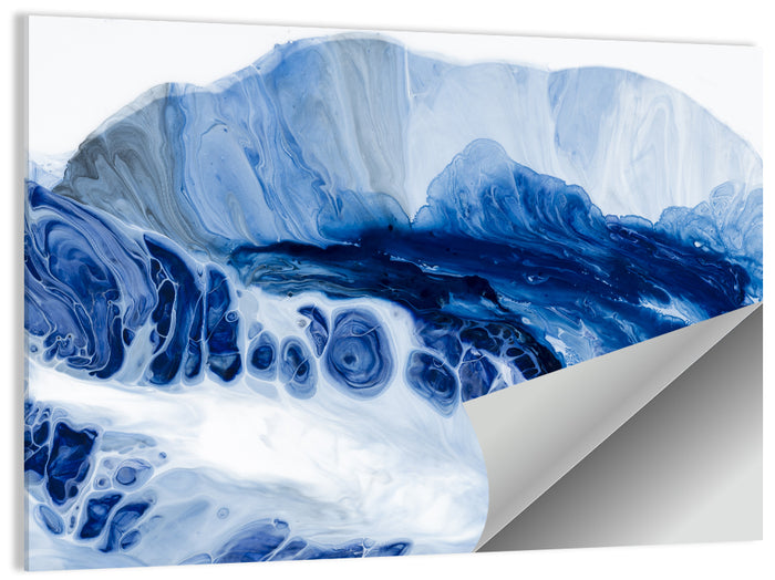 Blue Oil Marbled Swirl Wall Art as a poster print