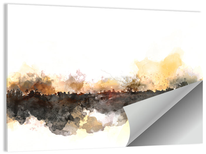 Sunset Treeline Watercolor Iii Wall Art as a poster print