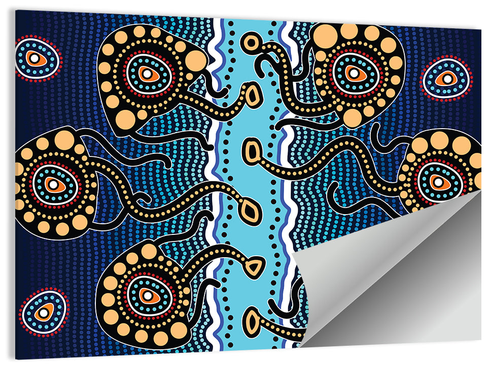 Blue Jellyfish Dot Pattern Wall Art