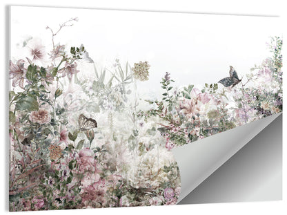 Faded Watercolor Floral Garden Wall Art