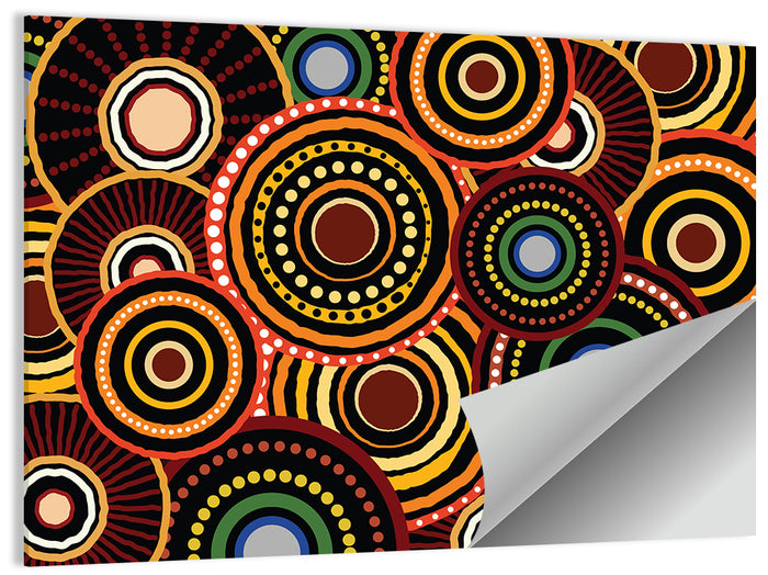 Earthy Concentric Circles Pattern Wall Art as a poster print