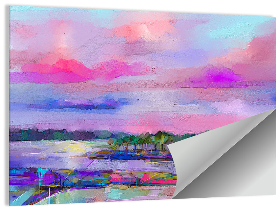 Dusk Meadow Reflection Wall Art