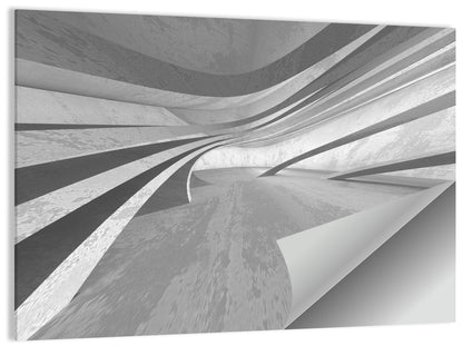 Empty Curved Concrete Hallway Wall Art