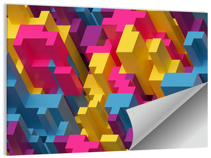 Isometric Voxel Cluster Wall Art as a poster print