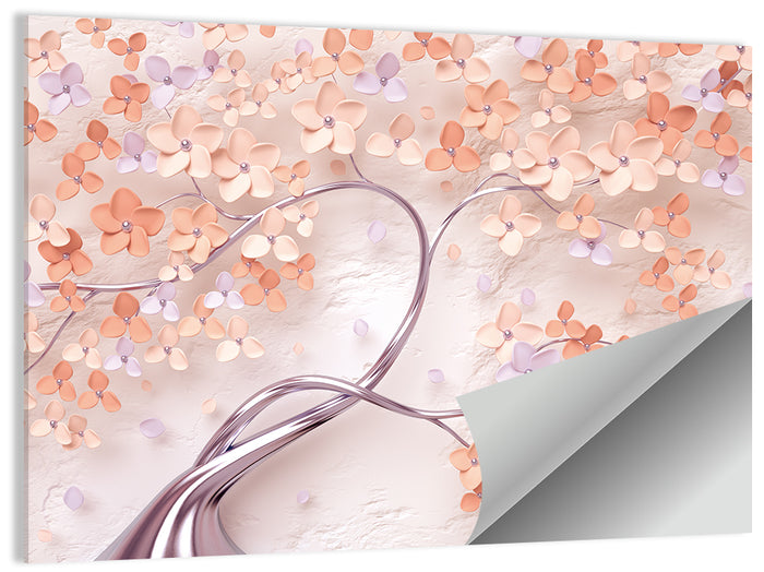Vintage Silver Branch Blossom Wall Art as a poster print