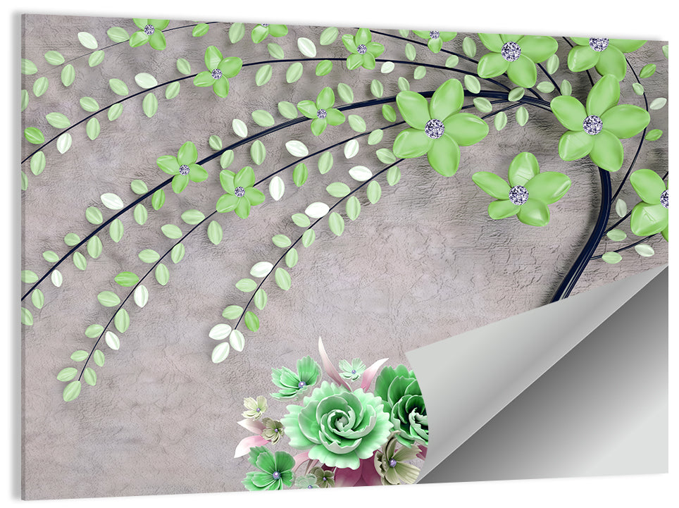 3d Flowering Branch Wall Art