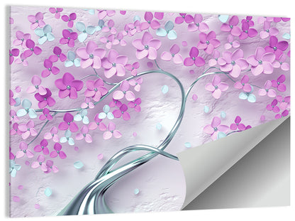 3d Flowering Tree Mural Wall Art