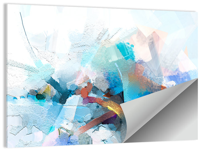 Colorful Brushstrokes with Geometric Planes Wall Art as a poster print