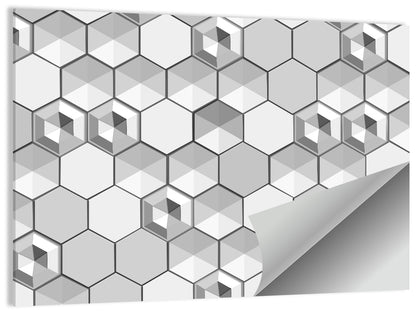 3d Isometric Hexagon Pattern Wall Art