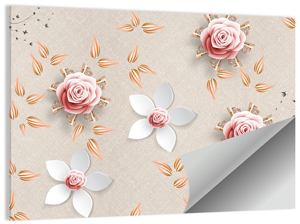 Jeweled Rose Floral Illustration Wall Art