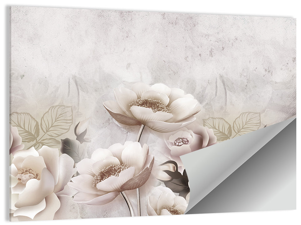 Layered White Roses Wall Art