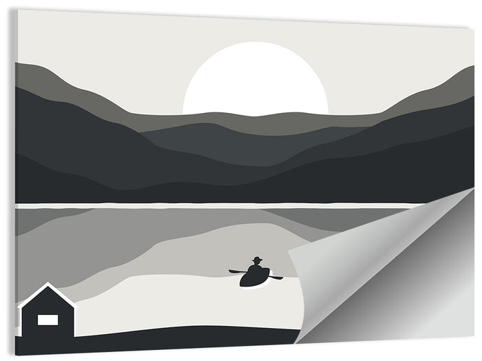 Fisherman at Mountain Lake Wall Art as a poster print
