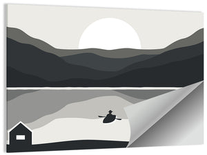 Man Fishing Vector Illustration Wall Art