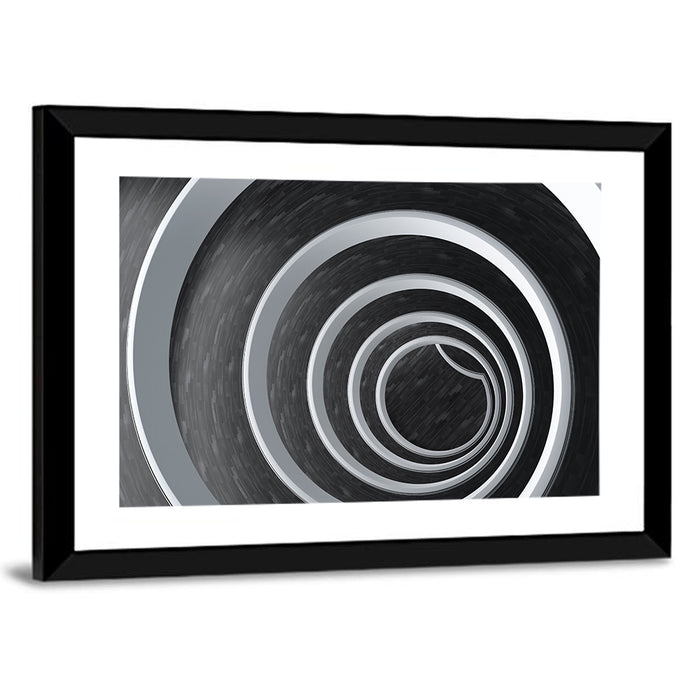 Concentric Spiral Tunnel Wall Art as a framed print