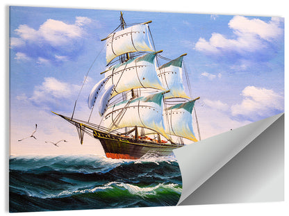 Sailing Ship with White Sails Wall Art
