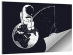 Little Astronaut Fishing the Moon Wall Art