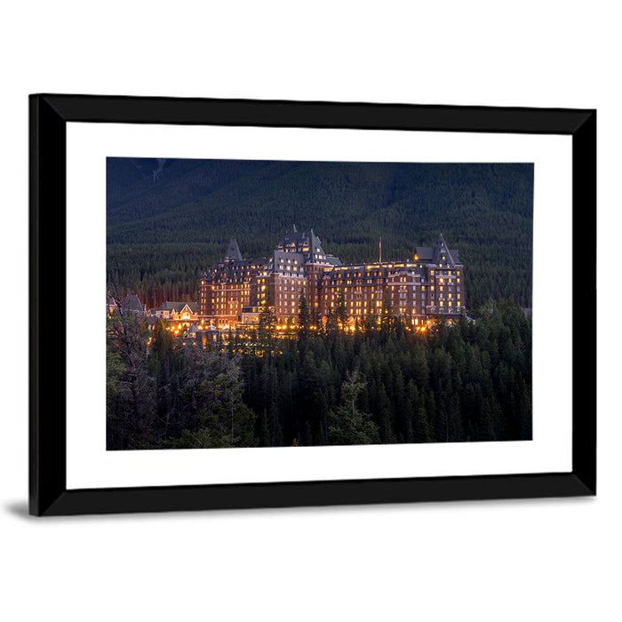 Fairmont Banff Springs at Dusk Wall Art as a framed print
